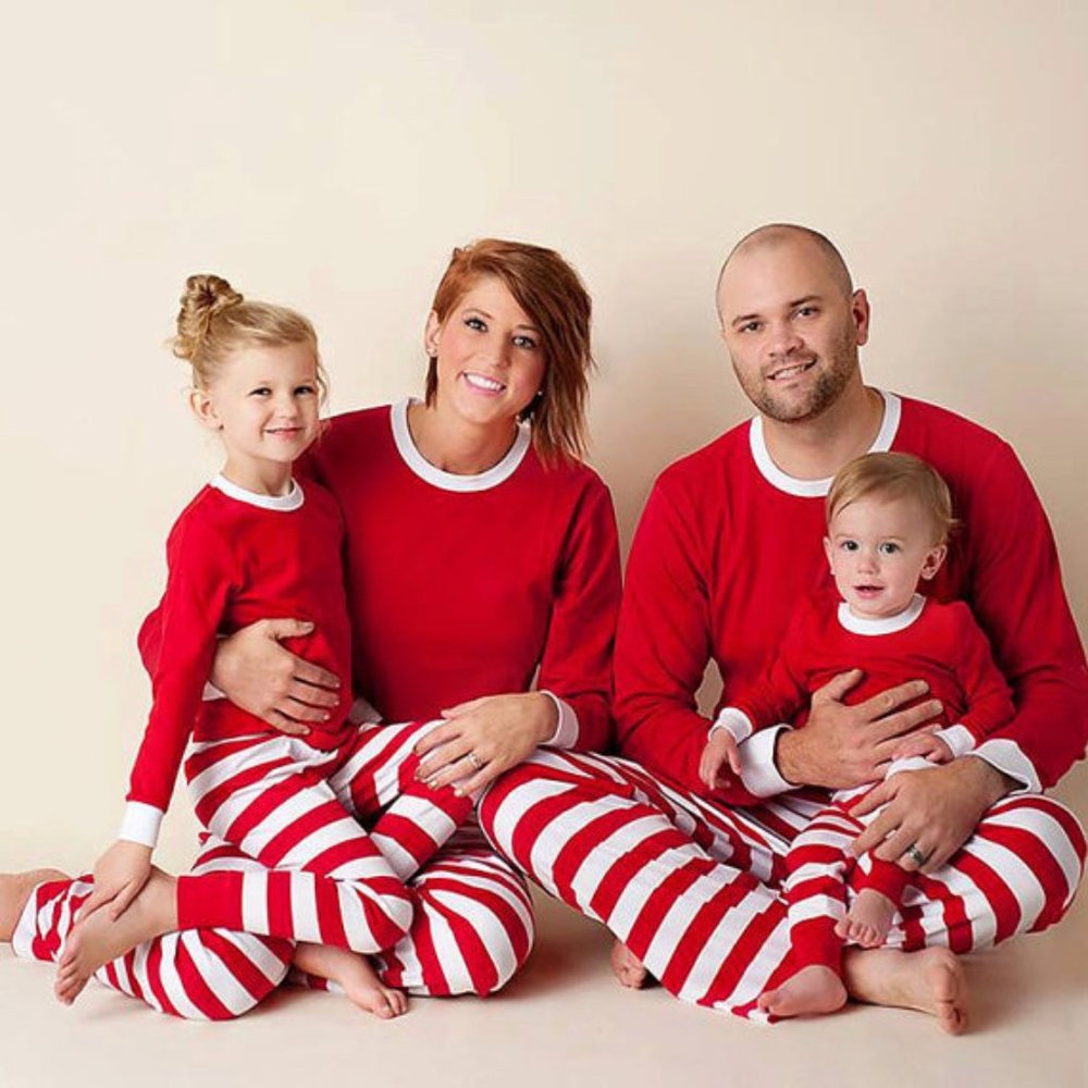 Matching Red Striped Winter Christmas Family Pajamas PJs Mix & Match